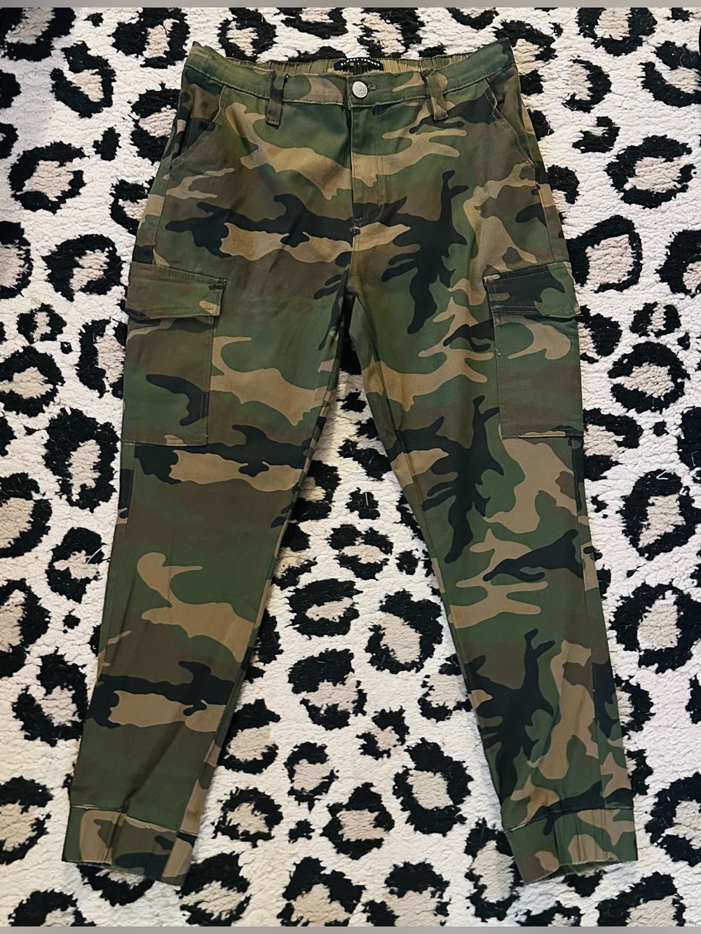 Almost Famous Green Woodland Camo Cargo Pants
